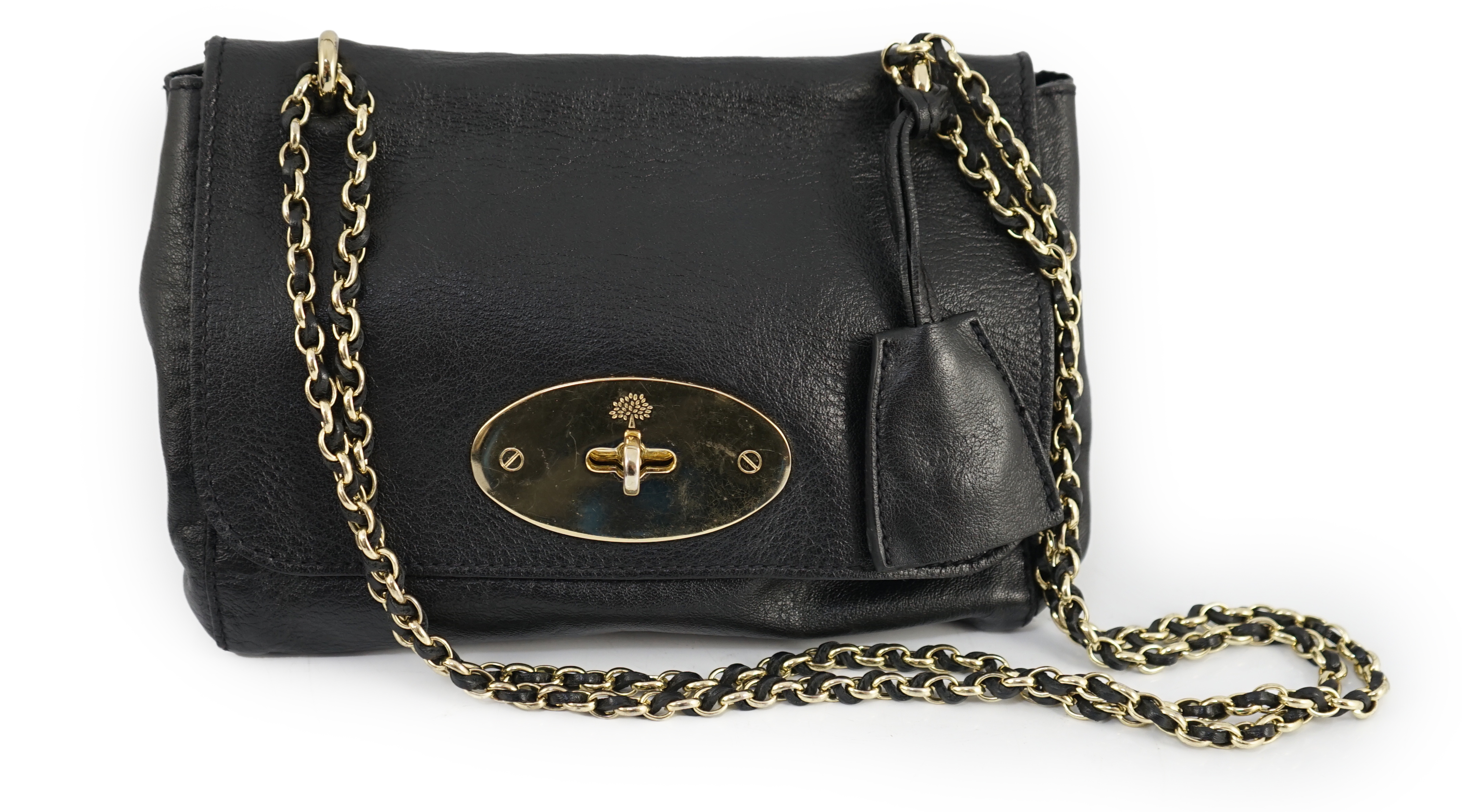 A Mulberry small Lily black leather handbag width 20cm, depth 6cm, height 14cm